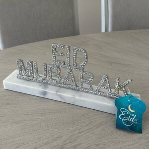 Silver Eid Mubarak Table Decor
